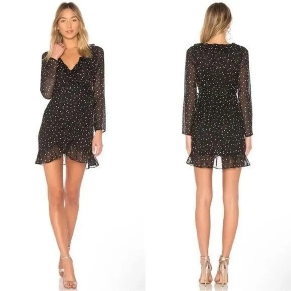 By the Way Revolve Rachel Star Print Long Sleeve Black and White Mini Dress - Picture 2 of 9